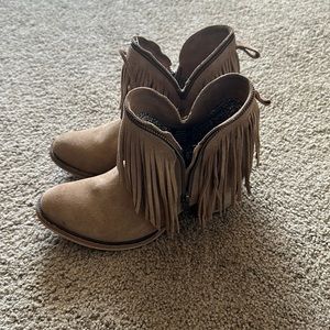 Fringe booties, worn once, perfect condition. Size 8